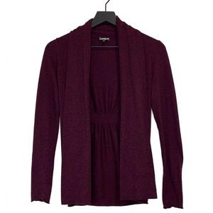 Express Eggplant Cinch Back / Drape Front Cardigan - Size Medium